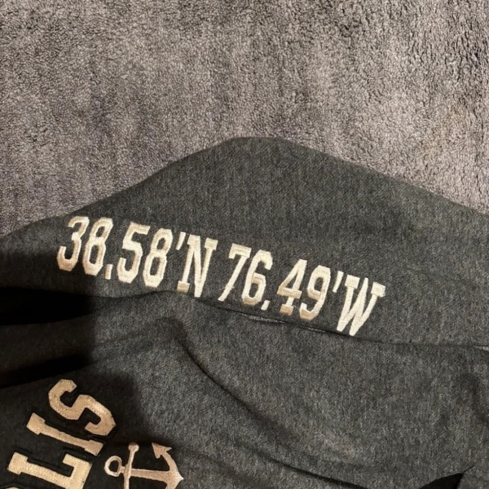 Annapolis Gray Kids Zip Hoodie with Anchor Graphic - Picture 3 of 5